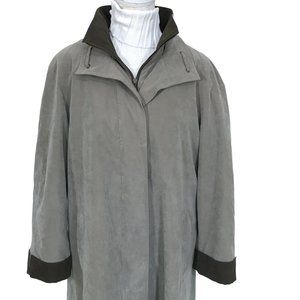 Vintage Microsuede Duster Jacket Olive Green S